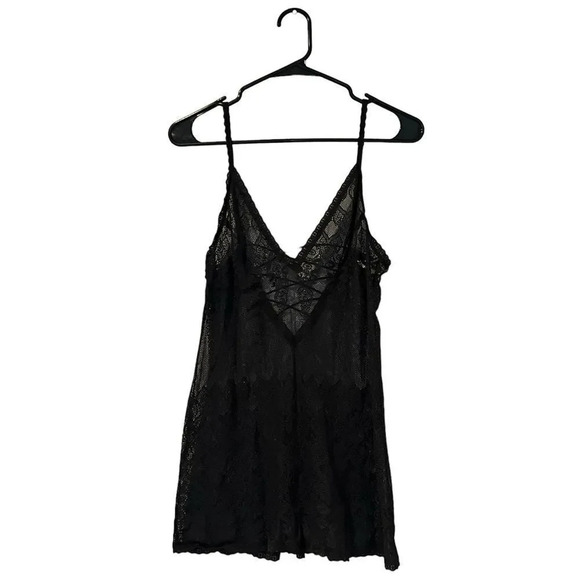 Victoria Secret Black Laced Slip Dress / Chemise Top Size Medium - Picture 1 of 5